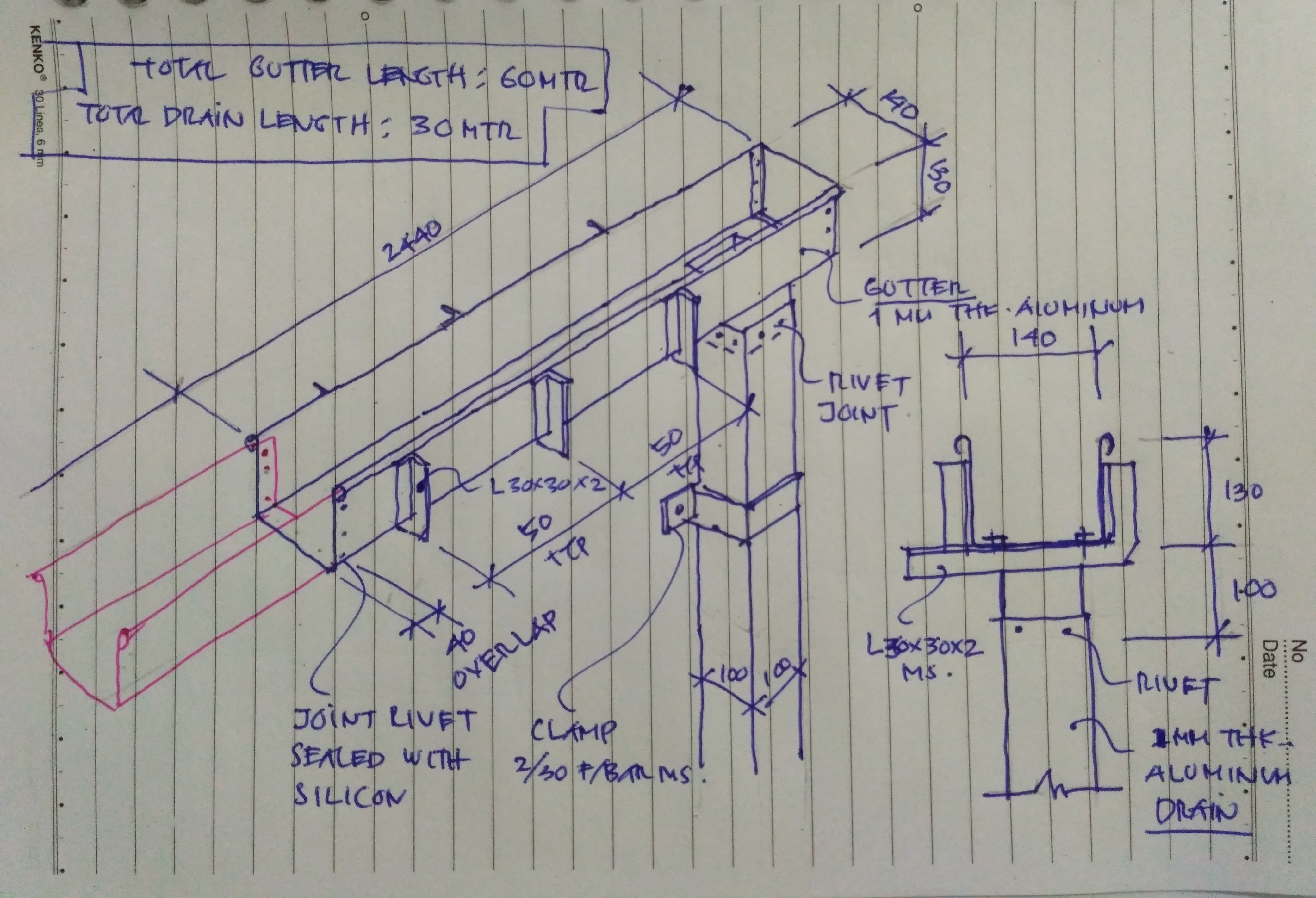 Sketsa Original Desain Talang  Air  Aluminium untuk Bangunan 